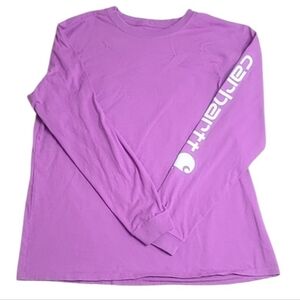 Carhartt Light Purple Logo Sleeve Graphic Long-Sleeve T-Shirt